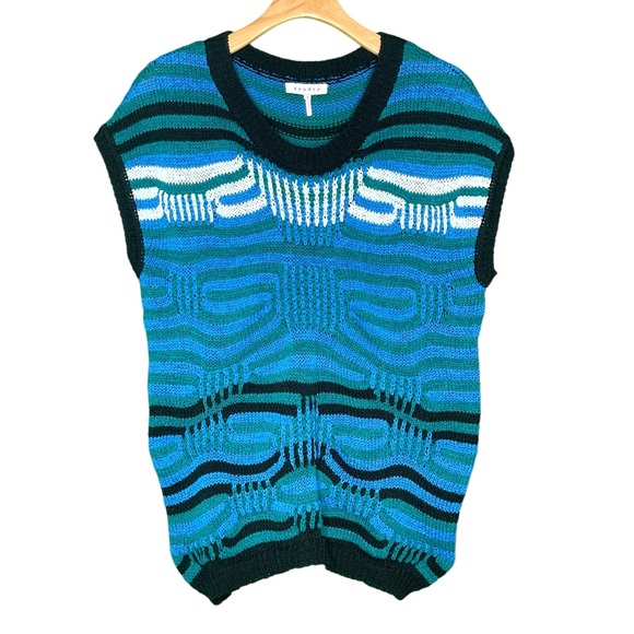 Sandro Blue and Green Patterned Sweater - Picture 1 of 5